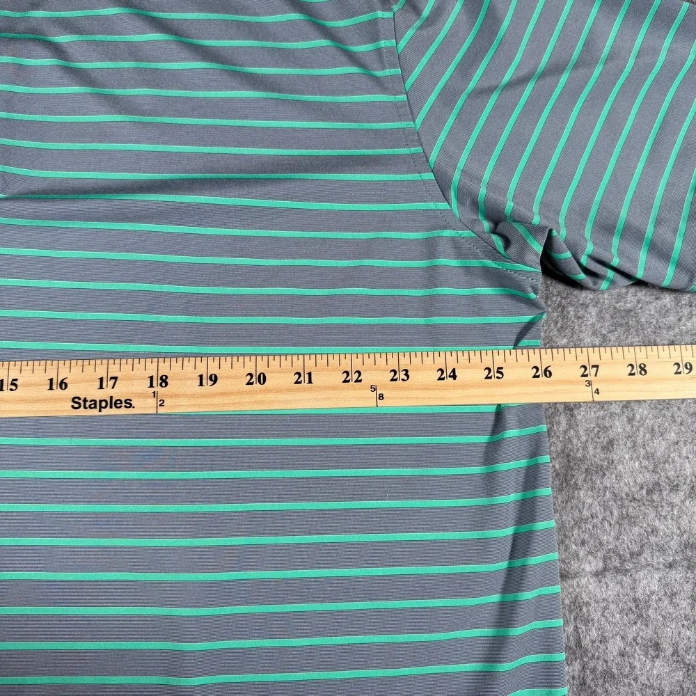 Peter Millar Summer Comfort Mens Polo‎ Shirt XL Gray Green Stripe Performance
